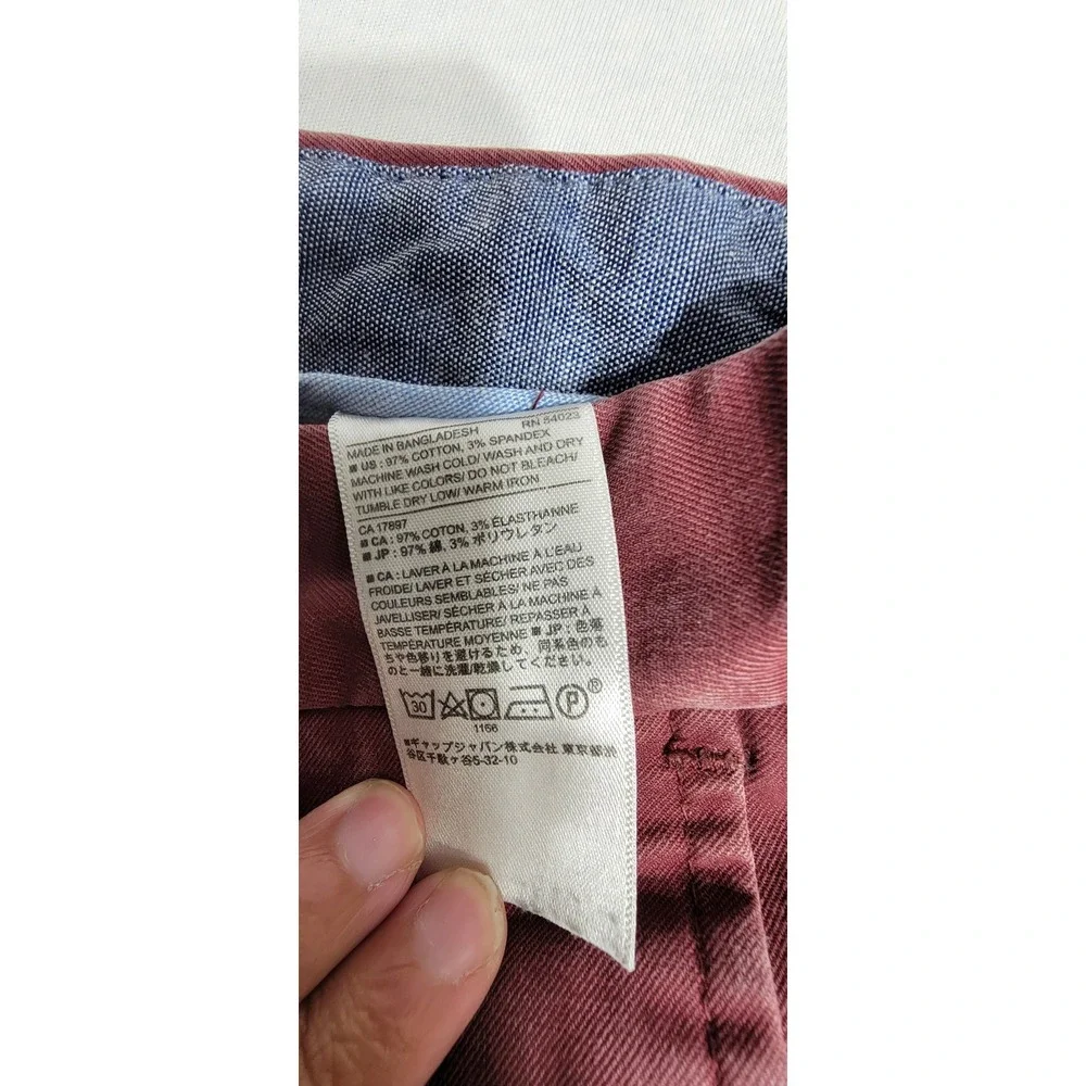 Banana Republic Mens Fulton Skinny Chino Pants 30x32 Burgundy Maroon Stretch
